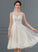 Bow(s) With Tulle Dress A-Line Wedding Janiya Knee-Length Wedding Dresses Illusion