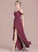 Split Prom Dresses V-neck Front Ruffles Bow(s) Cascading With Floor-Length Keyla A-Line Chiffon