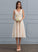 Wedding Dresses With Dominique Knee-Length A-Line Bow(s) Wedding V-neck Lace Dress
