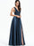 With Front A-Line Prom Dresses V-neck Lace Satin Sequins Pockets Split Floor-Length India