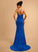 Sweep Sequins Jersey Square Elisa Neckline Prom Dresses Sheath/Column Lace With Train