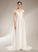 Dress With Wedding A-Line Wedding Dresses Train V-neck Court Bow(s) Kamora
