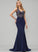 Sequins Sweep Beading V-neck Trumpet/Mermaid Campbell Train Stretch With Crepe Prom Dresses