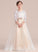 Beading Floor-Length Nina Tulle Ball-Gown/Princess Junior Bridesmaid Dresses With Lace Neck Scoop Sash Bow(s)