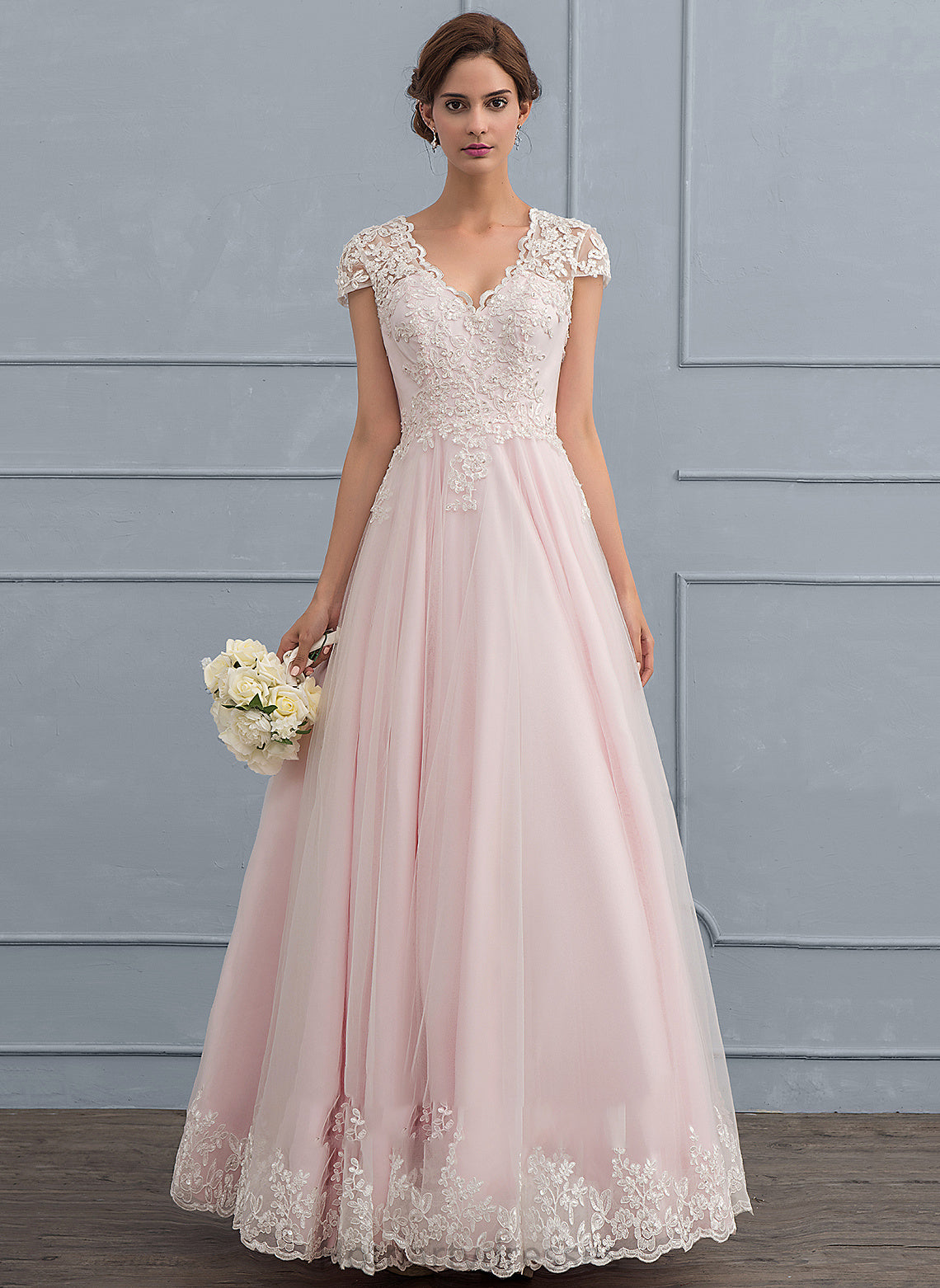 Ball-Gown/Princess V-neck Belen Wedding With Wedding Dresses Floor-Length Dress Tulle Beading Sequins