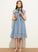 Ruffles Bow(s) Chiffon Cascading Neck Makayla Scoop Junior Bridesmaid Dresses A-Line Knee-Length With