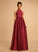 With Adison Satin Floor-Length Halter Ball-Gown/Princess Sequins Prom Dresses