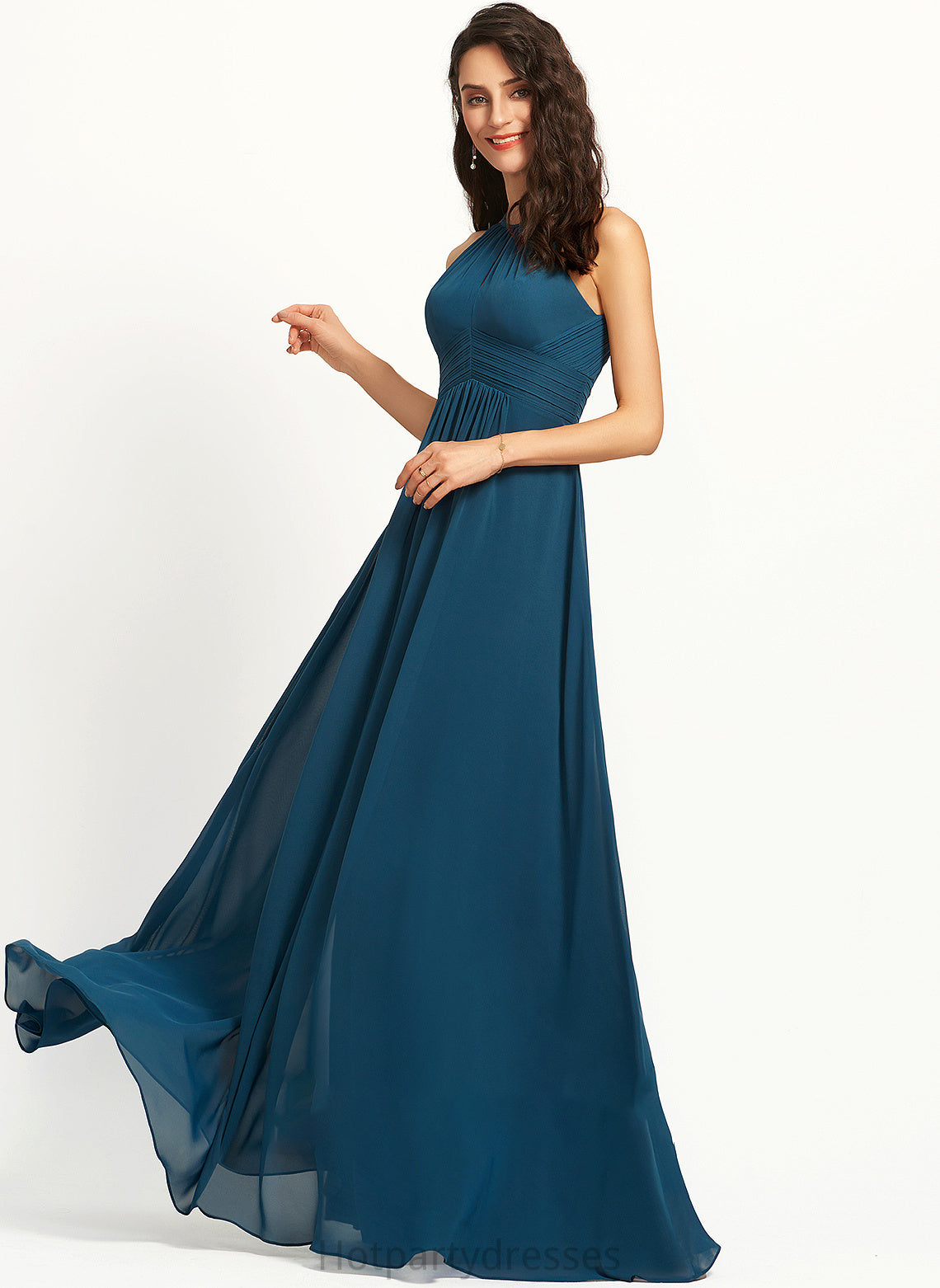 Neckline A-Line Silhouette Ruffle Floor-Length ScoopNeck Fabric Embellishment Length Kristen Straps Natural Waist Bridesmaid Dresses