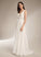 Madison Beading Train V-neck A-Line Wedding Sweep With Wedding Dresses Dress