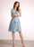 Fabric Neckline Silhouette Embellishment Ruffle A-Line Knee-Length V-neck Length Giselle Spaghetti Staps V-Neck Bridesmaid Dresses