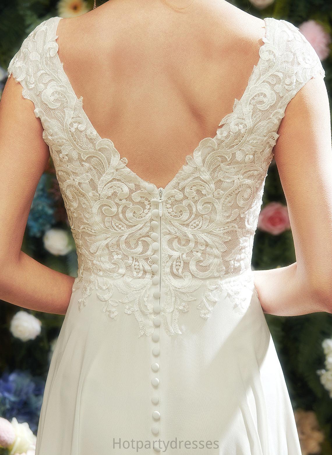 A-Line V-neck Michaela Wedding Dresses Wedding With Lace Floor-Length Dress