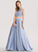 Prom Dresses Satin Floor-Length Aurora Beading With Sequins Scoop Ball-Gown/Princess Neck