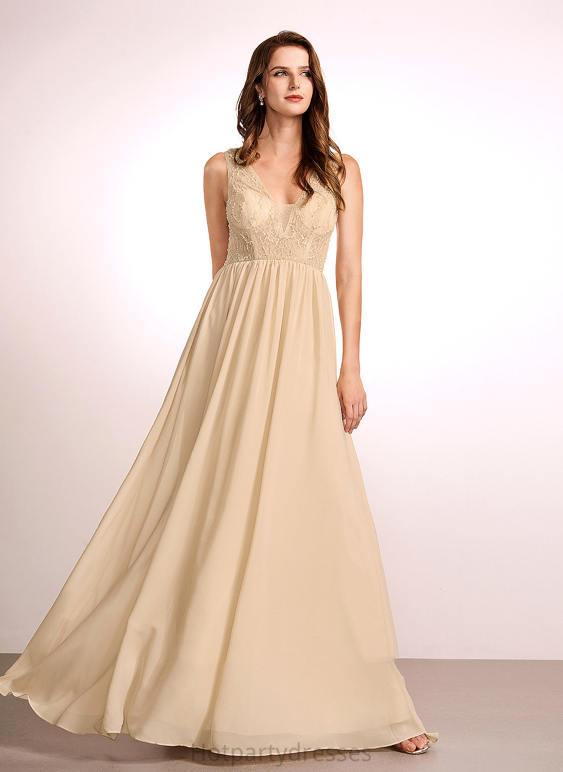 A-Line Floor-Length V-neck Sequins Length Silhouette Embellishment Fabric Neckline Mckinley Floor Length Sleeveless Bridesmaid Dresses