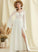 A-Line Wedding Chiffon Lace Sweep V-neck Split Train Ally Wedding Dresses Front Dress With