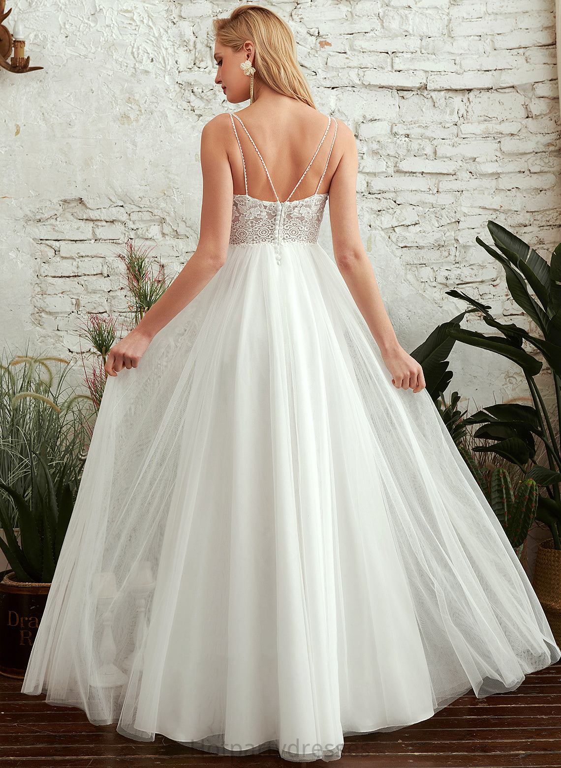 Wedding A-Line Dress Wedding Dresses Floor-Length V-neck Jocelynn