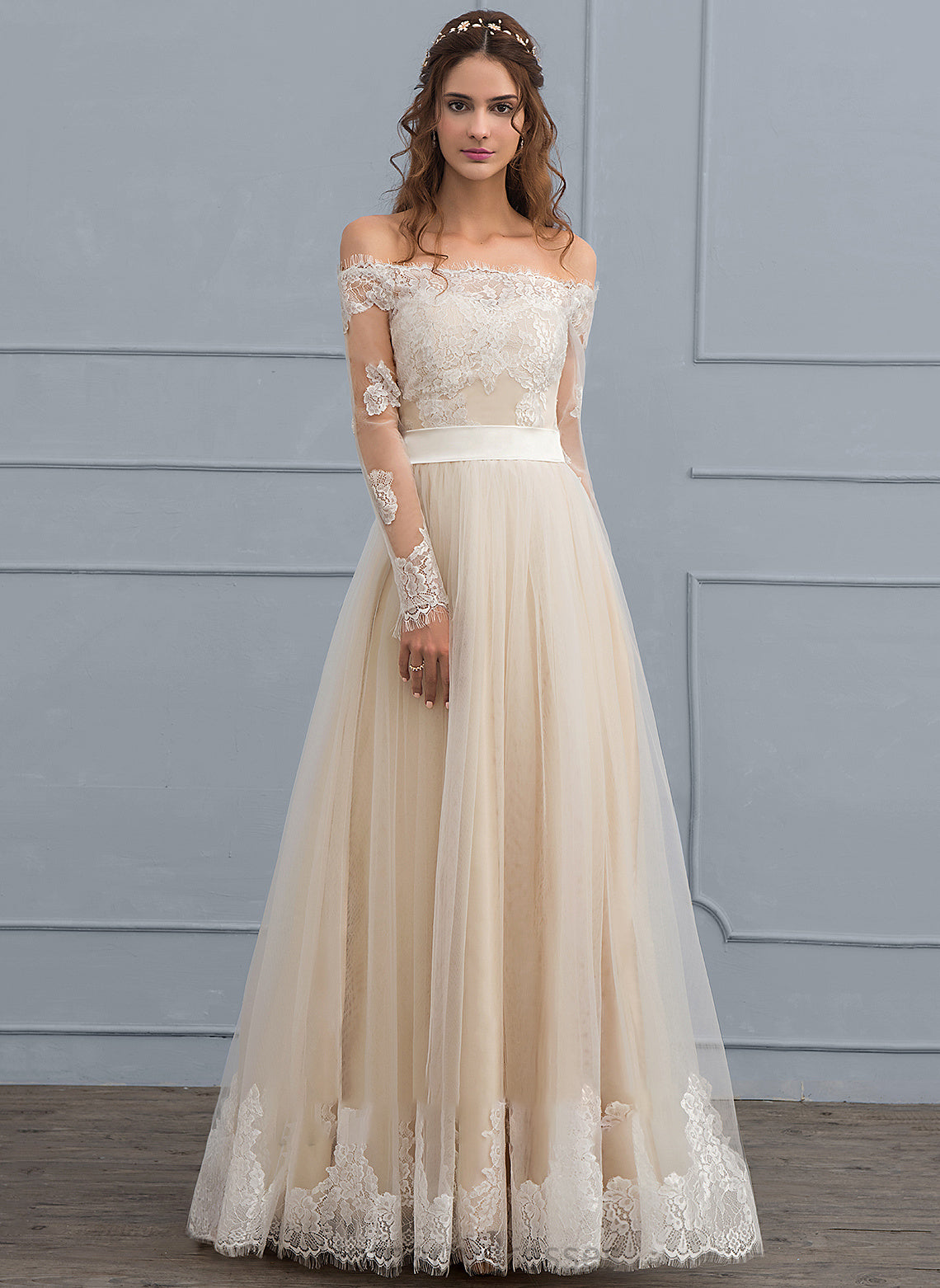 A-Line Wedding Dresses Tulle Floor-Length Dress Wedding Frida Lace