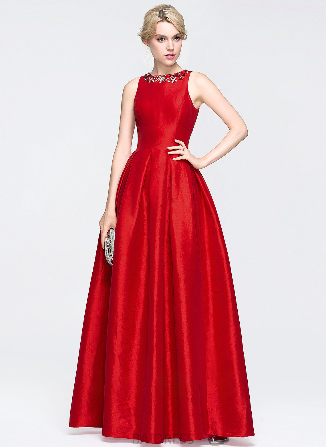 Prom Dresses With Taffeta Jaida Neck Sequins Ball-Gown/Princess Beading Scoop Floor-Length