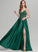 Floor-Length Split Marisol Satin With Prom Dresses A-Line Front V-neck