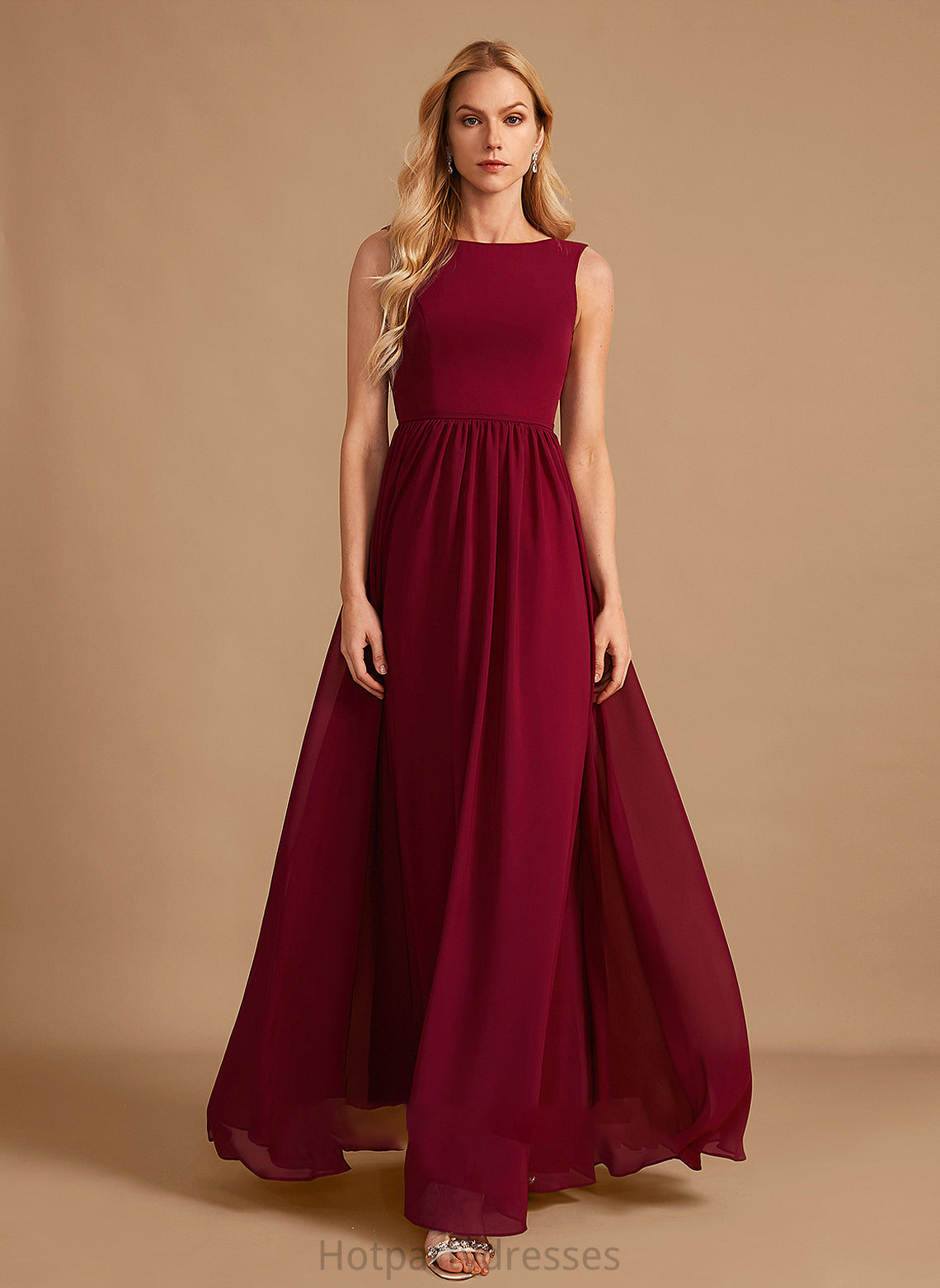 Neckline Length Silhouette Floor-Length A-Line Fabric Embellishment HighNeck Bow(s) Simone Scoop Natural Waist Bridesmaid Dresses