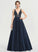 With Prom Dresses Sequins Ball-Gown/Princess V-neck Amiyah Floor-Length Satin Beading