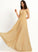 V-neck Nathalia Floor-Length Prom Dresses A-Line
