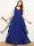 Floor-Length Ruffles A-Line Junior Bridesmaid Dresses With V-neck Cascading Chiffon Elle