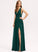 Fabric A-Line Silhouette Floor-Length Neckline V-neck Length Embellishment SplitFront Emmy Spaghetti Staps A-Line/Princess Bridesmaid Dresses