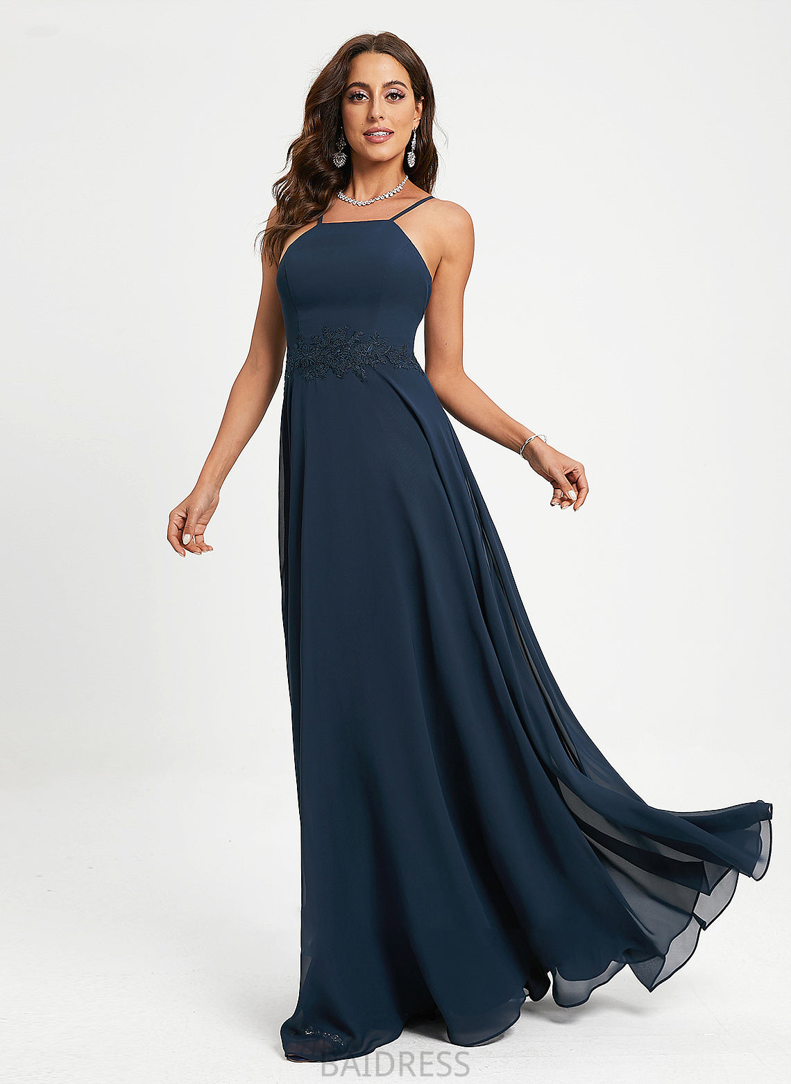 Floor-Length Prom Dresses With Chiffon Lace A-Line Kaliyah Halter