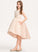 A-Line Junior Bridesmaid Dresses Sarah Lace Pockets Satin Beading Neck Asymmetrical With Scoop