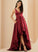 Asymmetrical Stella Pockets Ball-Gown/Princess V-neck Satin Prom Dresses With
