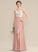 Lace Prom Dresses Chiffon V-neck Split Kimora A-Line Front With Floor-Length