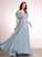 Floor-Length Length Embellishment Neckline Fabric V-neck Silhouette Ruffle A-Line Liliana Natural Waist Scoop Bridesmaid Dresses