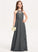 Cascading Junior Bridesmaid Dresses Floor-Length Scoop Lace Rosa Chiffon A-Line Neck Ruffles With