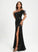 Sequined Feather Jamya With Sheath/Column Sequins Floor-Length Prom Dresses Scoop Neck
