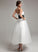 Tulle Ball-Gown/Princess With Lace Strapless Charlie Dress Tea-Length Sash Wedding Bow(s) Wedding Dresses Beading