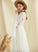 A-Line Wedding Chiffon Lace Sweep V-neck Split Train Ally Wedding Dresses Front Dress With