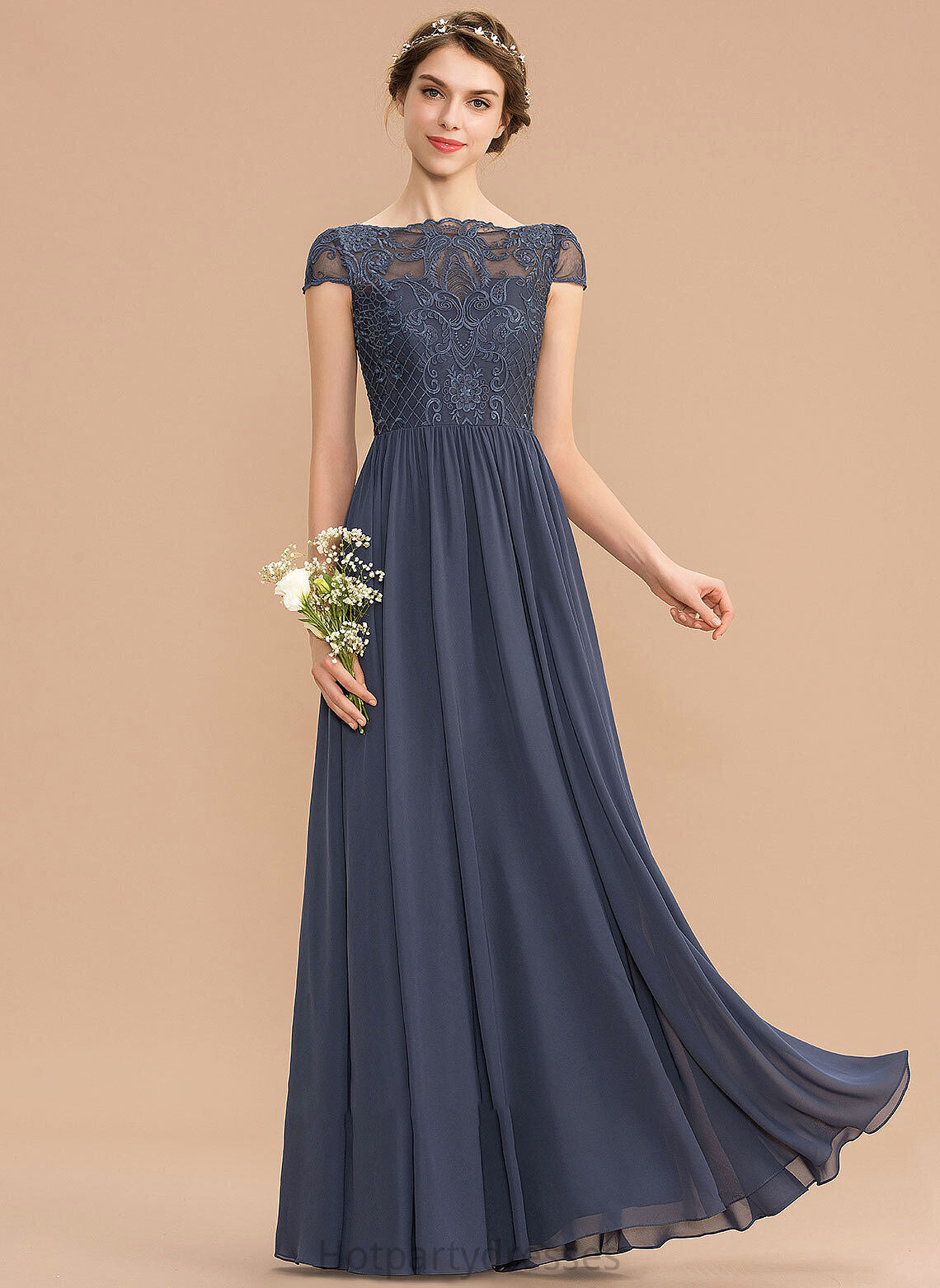 Straps Floor-Length A-Line Lace Length Fabric ScoopNeck Silhouette Neckline Lydia A-Line/Princess Natural Waist Bridesmaid Dresses
