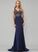 Sequins Sweep Beading V-neck Trumpet/Mermaid Campbell Train Stretch With Crepe Prom Dresses