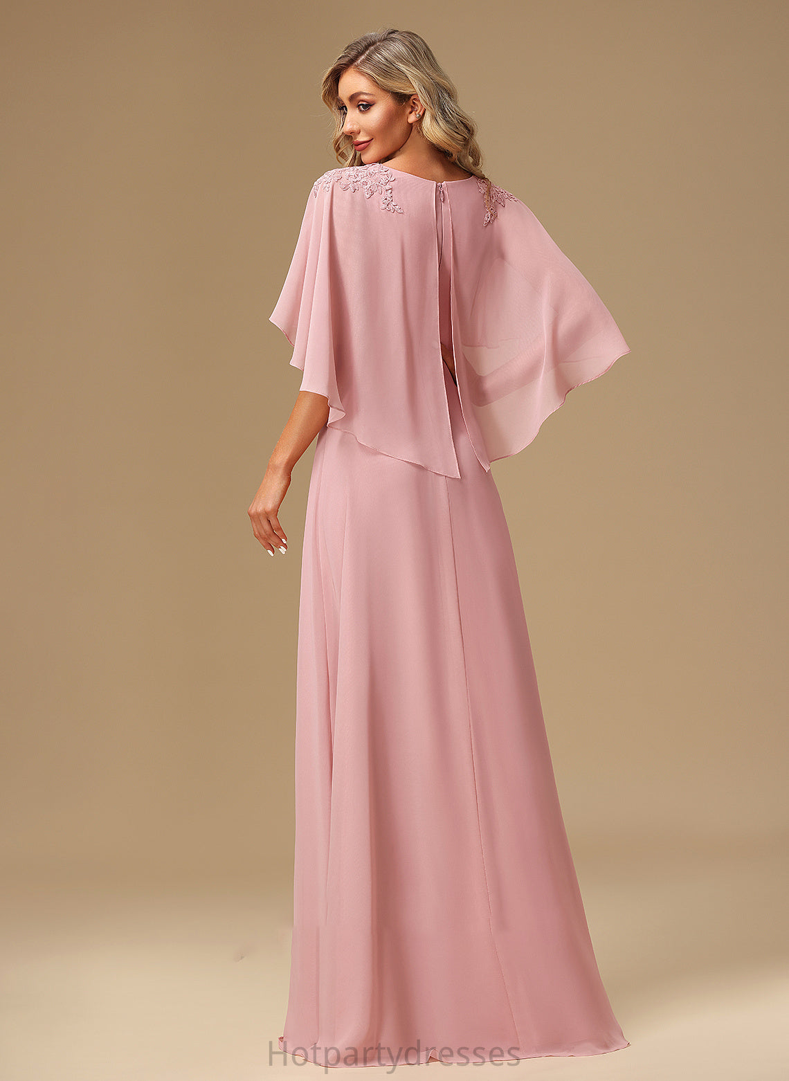 Length Fabric Neckline A-Line Embellishment Silhouette Floor-Length V-neck Lace Paloma Natural Waist Bridesmaid Dresses