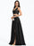 Floor-Length Split Prom Dresses With Satin Maia A-Line V-neck Front