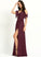 SplitFront Ruffle Embellishment Length Floor-Length Silhouette Fabric A-Line Neckline V-neck Mireya A-Line/Princess Bridesmaid Dresses