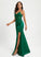 With Satin Prom Dresses Sheath/Column Floor-Length V-neck Lace Elsie Sequins