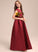 Pockets Alena A-Line Satin Neck Scoop Floor-Length With Junior Bridesmaid Dresses Bow(s)