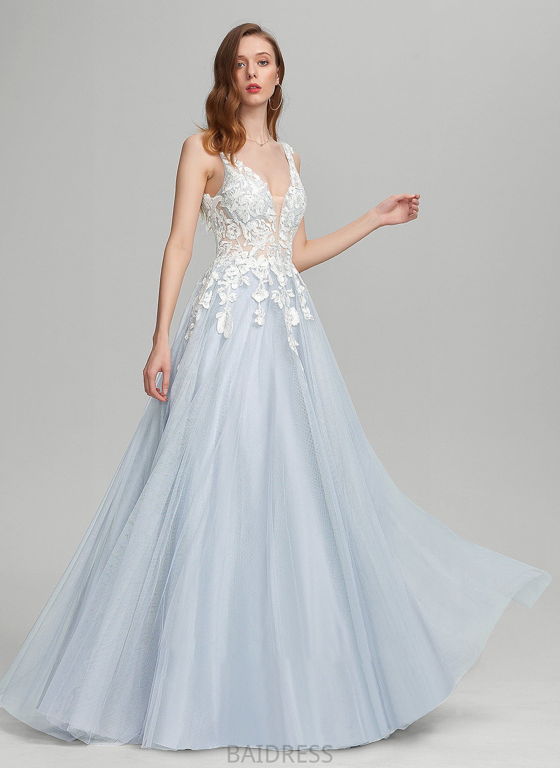 Floor-Length Tulle Prom Dresses Kyla V-neck Ball-Gown/Princess