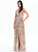 A-Line Split Sequined With Sequins Alisa V-neck Prom Dresses Floor-Length Front
