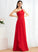 A-Line Embellishment Ruffle SplitFront One-Shoulder Silhouette Floor-Length Fabric Neckline Length Fiona Spaghetti Staps Bridesmaid Dresses