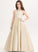 Neck Lace Junior Bridesmaid Dresses Melany Floor-Length Satin Scoop Ball-Gown/Princess