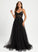 Prom Dresses Tulle Ball-Gown/Princess Sweep Pleated V-neck Elaina With Train