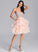 Ball-Gown/Princess Knee-Length Prom Dresses Beading V-neck Tulle With Sequins Scarlett
