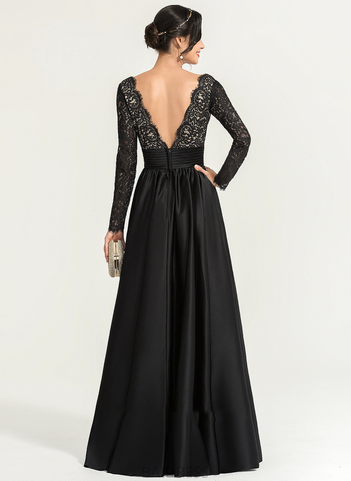 Floor-Length V-neck Lilliana Prom Dresses Ball-Gown/Princess Satin